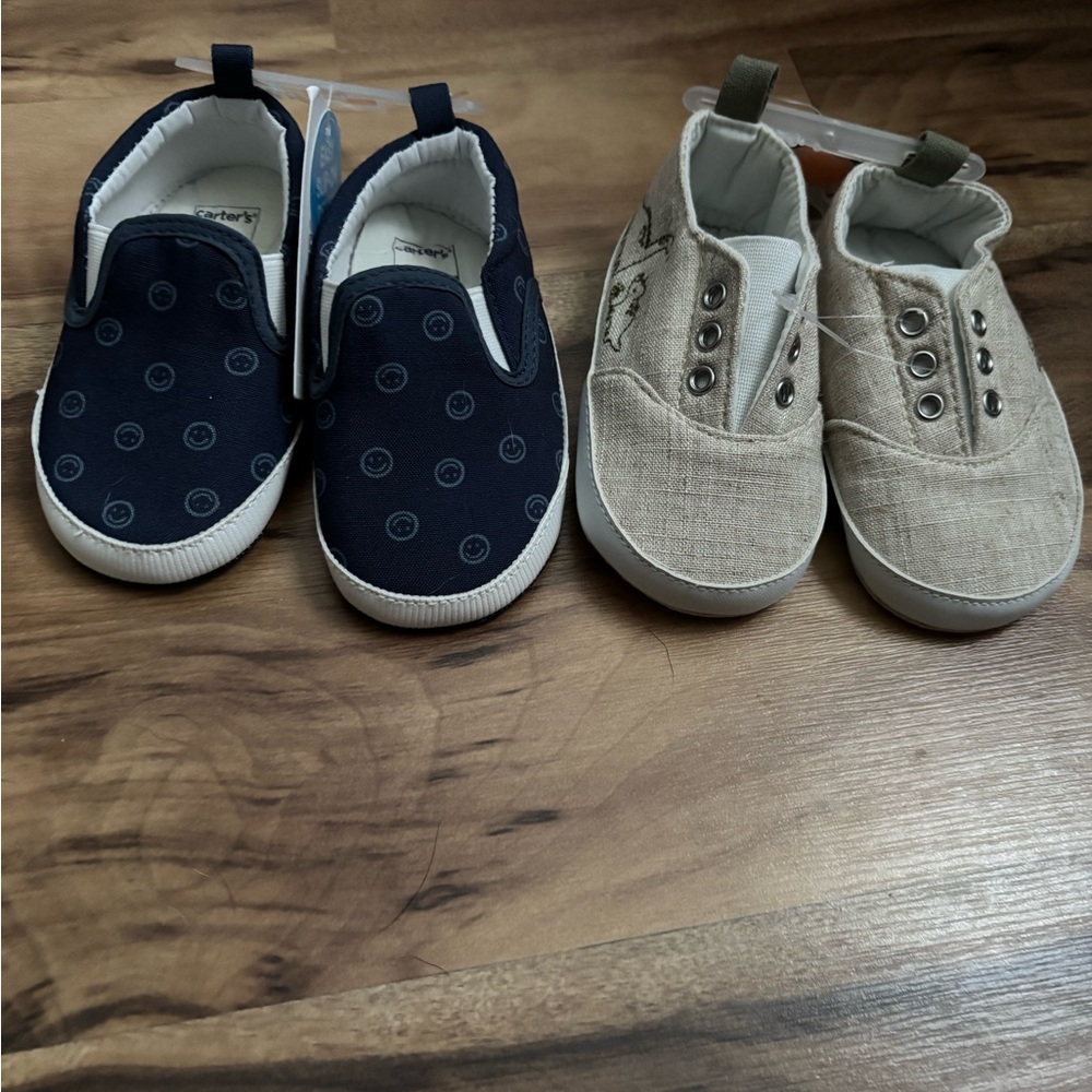 Carter's Navy and Beige Baby Slip-On Shoe Bundle